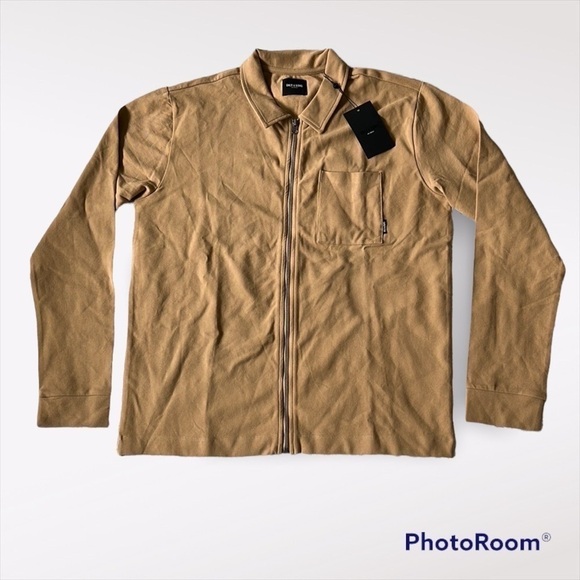 ONLY & SONS Collared full zip part of coord Shirt size in light brown Medium - Picture 1 of 13